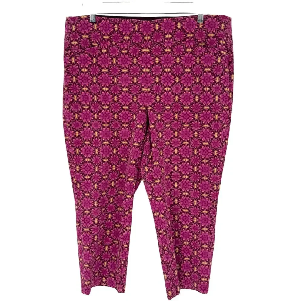 Soft Surroundings Kalea Superla Stretch Pull On Straight Leg Crop Pants Pink PXL